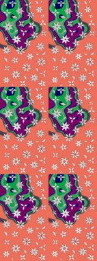 Raster illüstrasyonu. Düz Çiçek Elementleri Tasarımı. Chichi 'nin kumaş kalıbını çiz. Çiçek deseni. Renkli Bahar Teması çizim şablonu.