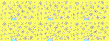 Yumuşak, yaz çiçekli arka plan. Çiçekli karalama şeklinde Raster çiçek deseni. Sarı ve beyaz renkte çiçekler.