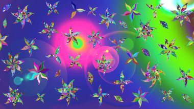 Çiçek tasarımı için inanılmaz bir kolaj cenneti tarzı. Çiçekli zambakların eskiz geçmişi. Parlak çiçekli kolaj çiçekleri mavi.