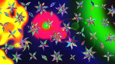 Soyut çiçek çizim kalıbı arka planı. Raster deseni. Yeşil renklerde. Raster illüstrasyonu. Küçük çiçekte sevimli çiçek deseni var..