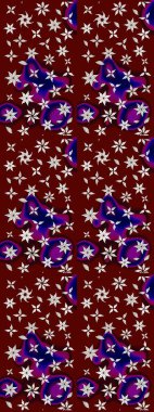 Çiçek desenli çizim. Kırmızı ve kahverengi renkte çiçekler. Asya tekstil tarzında. Raster illüstrasyonu. Renkli Bahar Teması eskiz kalıbı. Düz Çiçek Elementleri Tasarımı.