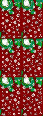 Raster illüstrasyonu. Kibar, yaz çiçekleri kırmızı ve yeşil renklerde. Raster çiçek desenli ve çiçekli..