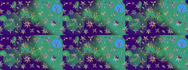 Raster çiçek desenli çiçek deseni, yapraklar, dekoratif elementler, sıçrama, lekeler, el çizimi kontur çizgileri ve Doodle çizim stili, grafik raster çizim çizimi.