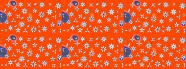 Raster illüstrasyonu. Turuncu renklerde bahar çiçekleri. Raster çiçek desenli ve çiçekli..