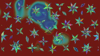 Renkli grunge renkli çiçeklerle soyut bir arka plan oluşturur. Nakış desenli çiçek deseni. İzler, kumaş, duvar kağıtları, tekstil için raster dokusu.