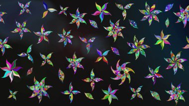 Eskiz arkaplan modeli. Yapraklı çiçekler ve kır renkli papatya çiçekleri. Raster - stok.