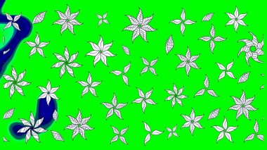 Yeşil renkli çiçekler. Raster düz çiçek çizim deseni. Tasarım hediye paketi, tebrik kartları, posterler ve afiş tasarımı.