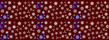 Kırmızı renkte etnik çiçeklerle süslenmiş zarif bir eskiz şekli. Raster Çiçek İllüstrasyonu güzel tekstil..