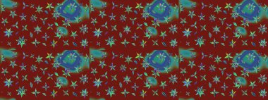 Raster illüstrasyonu. Klasik çiçek tasarımı elementleri. Kırmızı kıvırcık çiçekler kırmızı renkte şekillenir.