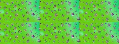 Sabıka fotoğraflarında, bebek kıyafetlerinde, duvar kâğıtlarında, paket kutularında falan kullanılabilir. Zarif, parlak ve eskiz yeşil çiçek deseni tasarımı.
