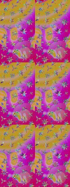 Raster stili kumaş deseni. Çiçekler suluboya çizim deseni.