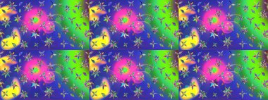 Küçük bir çiçekte şirin bir desen. Motley illüstrasyonu. Çiçekli bahar çiçekleri. Küçük renkli çiçekler. Moda baskıları için zarif bir şablon.