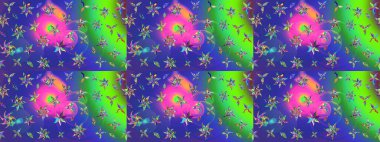 Renkli Bahar Teması eskiz kalıbı. Düz Çiçek Elementleri Tasarımı. Parlak arkaplan eskiz desenli çiçekli fantezi tasarımı.