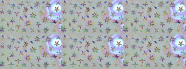 Raster deseni. Raster illüstrasyonu. Küçük çiçekteki sevimli çiçek deseni. Gri renkte yaz çiçekleri.