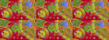 Raster illüstrasyonundaki çiçek desenli çizim. Suluboya tarzında kırmızı renkte çiçekler.