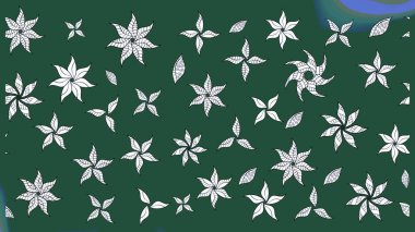 Raster illüstrasyonu. Yeşil renkli Asya tekstili. Suluboya çiçekli çiçek deseni.