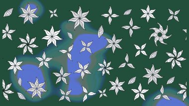 Çiçekli karalama şeklinde Raster çiçek deseni. Yeşil renkli çiçekler. Yumuşak, bahar çiçekli arka plan.