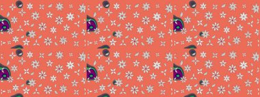 Çiçek desenli çizim. Renkli Bahar Teması eskiz kalıbı. Düz Çiçek Elementleri Tasarımı. Raster illüstrasyonu. Turuncu renkli çiçekler. Asya tekstil tarzında.