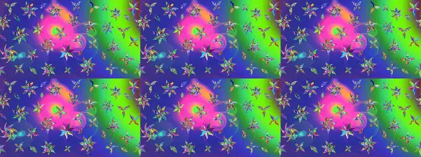 Renkli Bahar Teması eskiz kalıbı. Düz Çiçek Elementleri Tasarımı. Parlak arkaplan eskiz desenli çiçekli fantezi tasarımı.