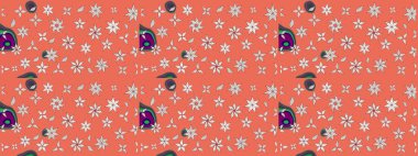 Çiçek desenli çizim. Renkli Bahar Teması eskiz kalıbı. Düz Çiçek Elementleri Tasarımı. Raster illüstrasyonu. Turuncu renkli çiçekler. Asya tekstil tarzında.