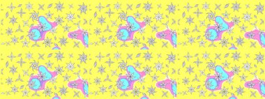 Sarı renkli çiçekler. Renkli Bahar temalı eskiz kalıbı. Düz Çiçek Elementleri Tasarım Raster illüstrasyonu. Çiçekli çiçek deseni, suluboya..