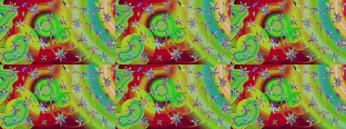 Eskiz arkaplan modeli. Yapraklı çiçekler ve yeşil renkli papatya çiçekleri. Raster - stok.