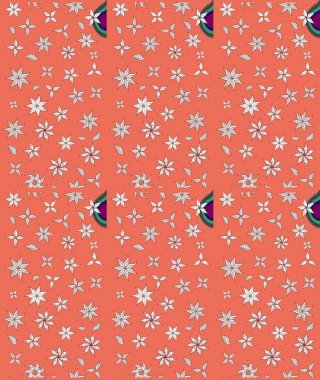 Turuncu renkli parlak çiçekli halı deseni..