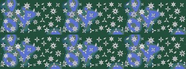 Çiçekli karalama şeklinde Raster çiçek deseni. Yumuşak, bahar çiçekli arka plan. Yeşil renkte çiçekler.