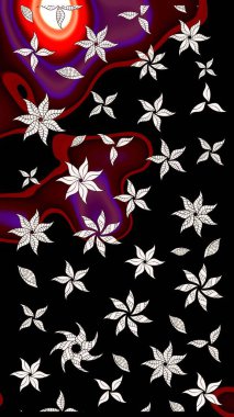 Hediye ambalaj kağıdı, tebrik kartları, posterler ve pankart tasarımı. Siyah renkli çiçekler. Raster düz çiçek çizim deseni.