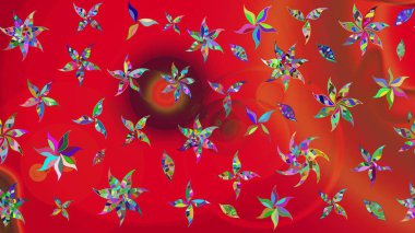 Düz Çiçek Elementleri Tasarımı. Renkli Bahar Teması eskiz kalıbı. Raster illüstrasyonundaki çiçek desenli çizim. Süslü kumaş deseni.