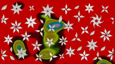 Düz Çiçek Elementleri Tasarımı. Süslü kumaş deseni. Renkli Bahar Teması eskiz kalıbı. Raster illüstrasyonunda çiçek deseni çizimi.