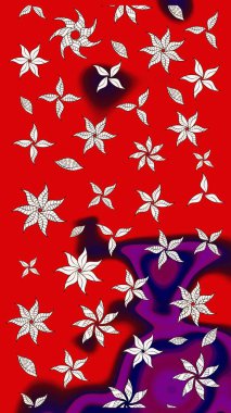 Parlak çiçekli kolaj çiçeği kırmızısı. Çiçekli zambakların eskiz geçmişi. Çiçek tasarımı için inanılmaz kolaj cennet tarzı..