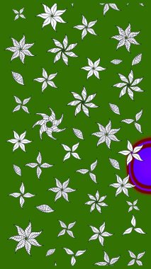 Çiçekli eskiz deseni. El çizimi. Suluboya çizimi. Yeşil renkte çiçekler.