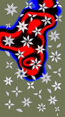 Raster düz çiçek çizim deseni. Yeşil renkli çiçekler. Tasarım hediye paketi, tebrik kartları, posterler ve afiş tasarımı.