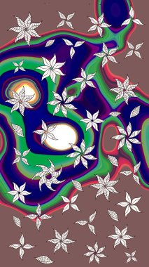 Kahverengi renkli çiçekler. Düz Çiçek Elementleri Tasarımı. Renkli Bahar Teması eskiz kalıbı. Çiçek desenli eskiz, yaz çiçekleri..