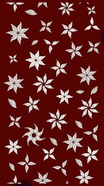 Raster illüstrasyonu. Kırmızı renkte karalamalı çiçek deseni çiz.