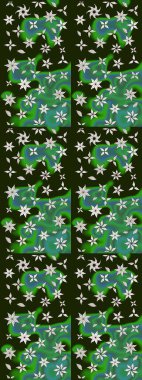 Raster illüstrasyonundaki çiçek desenli çizim. Gri renkli çiçekler.