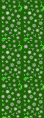 Yeşil renkli Asya tekstili. Suluboya çiçekli çiçek deseni. Raster illüstrasyonu.