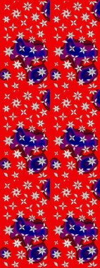 Raster illüstrasyonundaki çiçek desenli çizim. Kırmızı renkte çiçekler. Renkli Bahar Teması eskiz kalıbı. Düz Çiçek Elementleri Tasarımı.