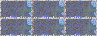 Mavi ve nötr renkte resim. Raster. Karala, karala, karala. Mavi ve nötr bir arkaplanda renksiz bir kelebek deseni.