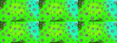 Raster illüstrasyonundaki çiçek desenli çizim. Yeşil renkte çiçekler.