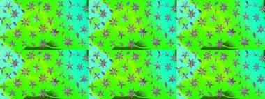 Raster düz çiçek çizim deseni. Hediye ambalaj kağıdı, tebrik kartları, posterler ve pankart tasarımı. Yeşil renkte çiçekler.