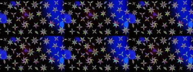 Kabile sanatı boho baskısı, klasik çiçek arkaplanı. Arkaplan dokusu, duvar kağıdı, çiçek temalı siyah renkler. Soyut etnik raster çizim kalıbı.