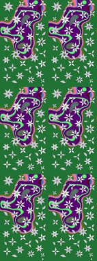 Düz Çiçek Elementleri Tasarımı. Renkli Yaz Temalı eskiz kalıbı. Sevimli çiçek raster deseni. Modaya uygun kumaş deseni.