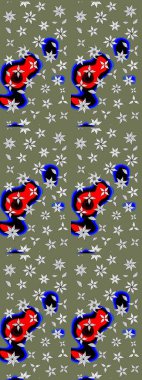 Raster - stok. Suluboya, elle çizilmiş. Vadinin yeşil renkli çiçekleri. Taslak arkaplan deseni.