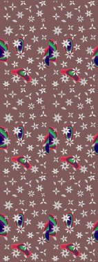 Çiçekli karalama şeklinde Raster çiçek deseni. Kahverengi renkli çiçekler. Yumuşak, bahar çiçekli arka plan.