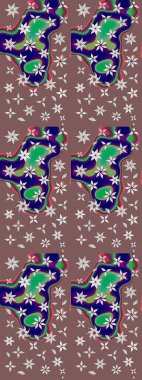 Raster illüstrasyonundaki çiçek desenli çizim. Kahverengi renkte çiçekler.