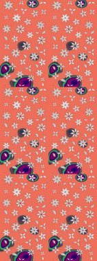 Çiçek desenli eskiz, yaz çiçekleri. Renkli Bahar Teması eskiz kalıbı. Düz Çiçek Elementleri Tasarımı. Turuncu renkte çiçekler.