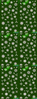 Raster illüstrasyonundaki çiçek desenli çizim. Yeşil renkte çiçekler.