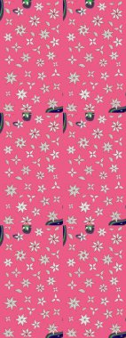 Raster - stok. Eskiz arkaplan modeli. Yapraklı çiçekler ve pembe renkli papatya çiçekleri..